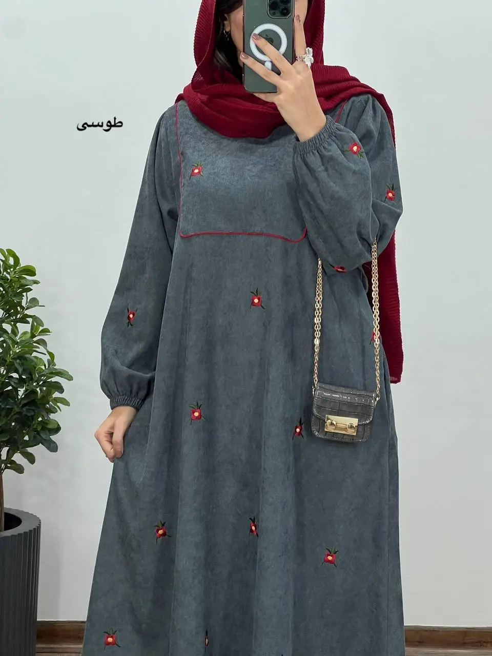 پیراهن مانتویی گلدوزی مهیاس